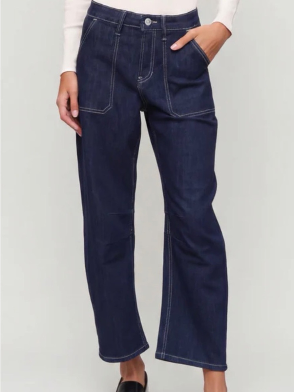 Women's Indigo Wide-Leg Jeans with Contrast Stitching